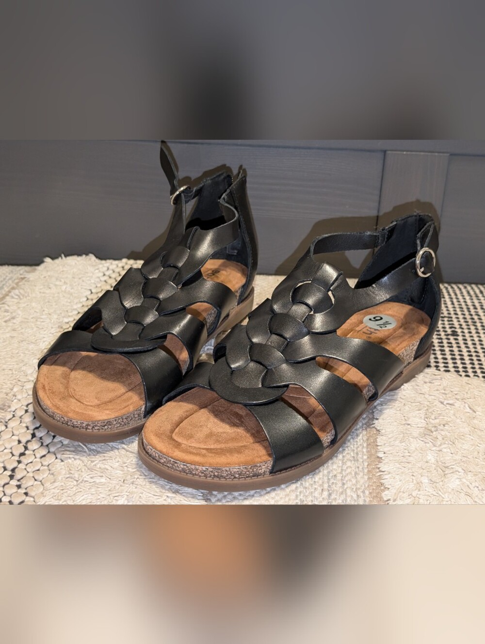 Earth Black Braided Slingback Sandals - Picture 3 of 5